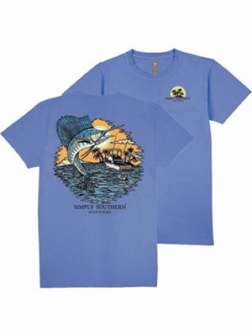 Simply Southern Sailfish Tee with Yellow Boat Graphic